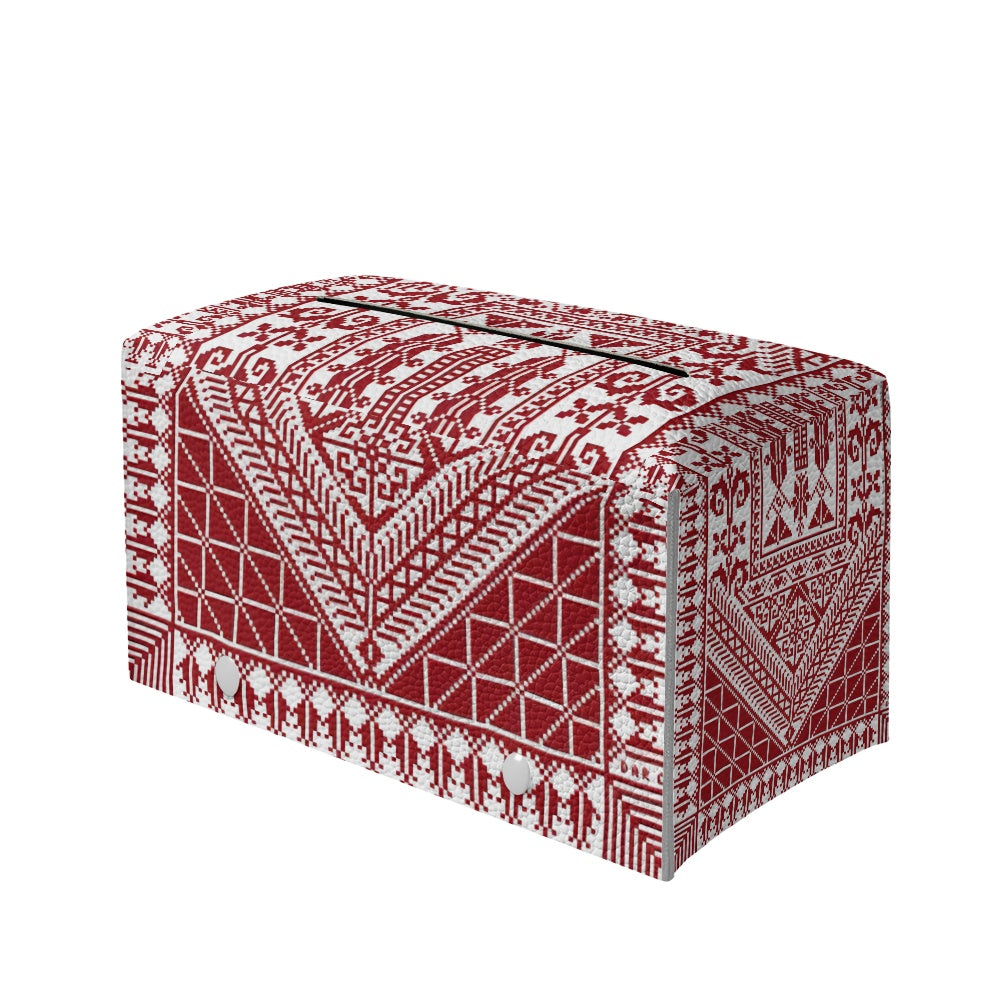 Palestinian Tatreez print PU leather rectangular tissue box