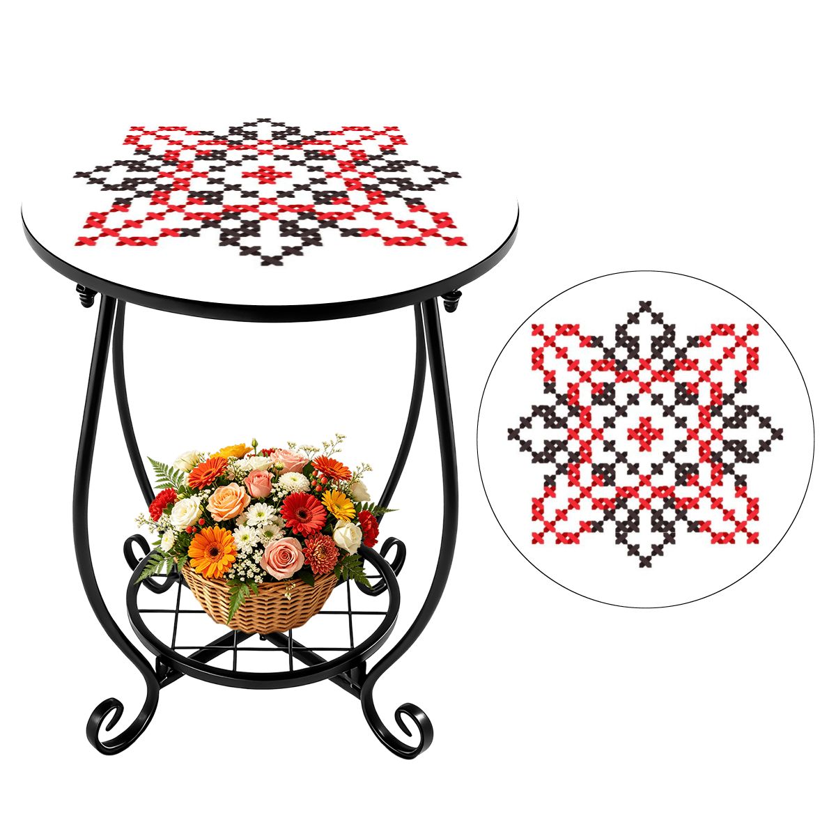 Palestinian Tatreez Outdoor Side Table