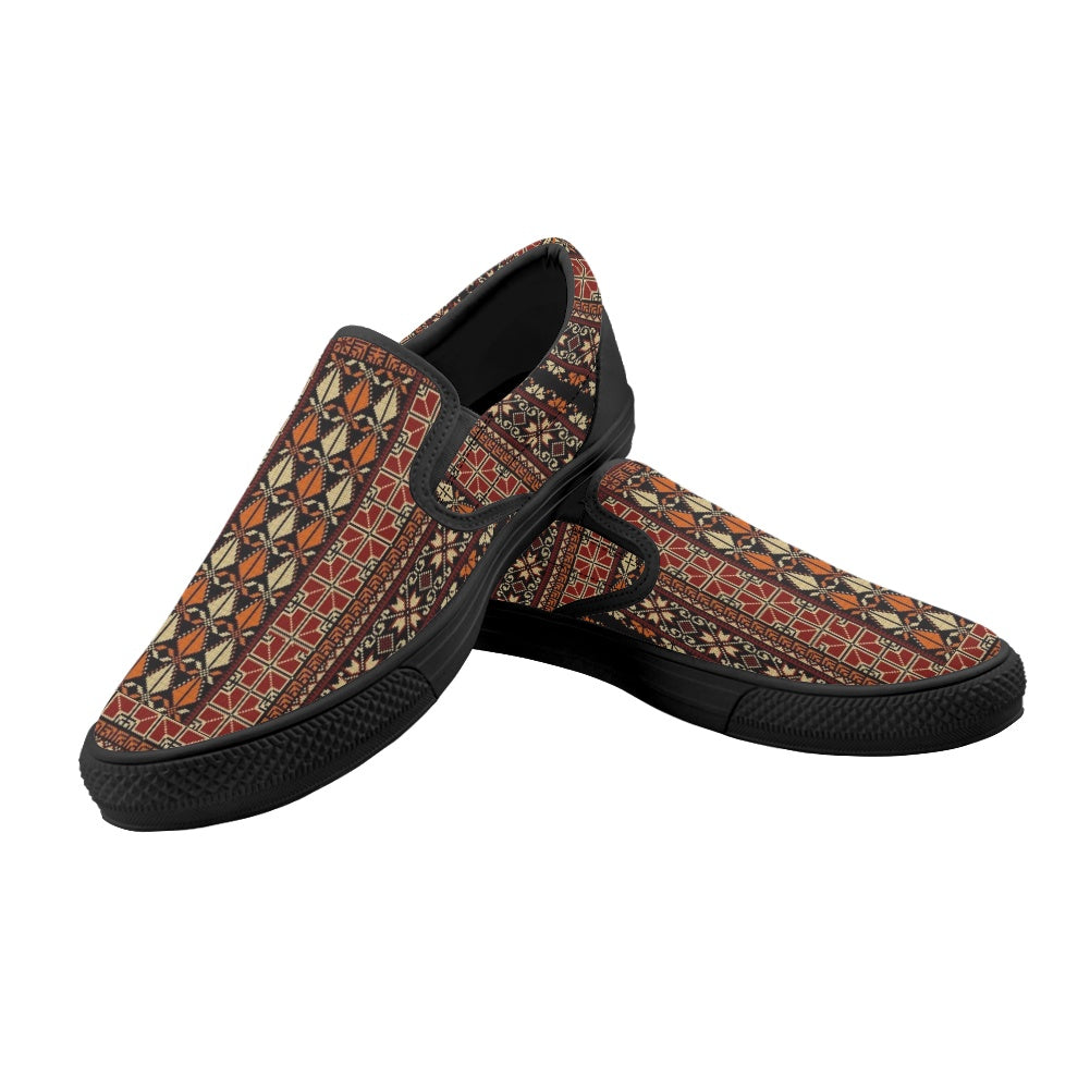 Woman's Palestinian Tatreez print Casual Slip On Shoes