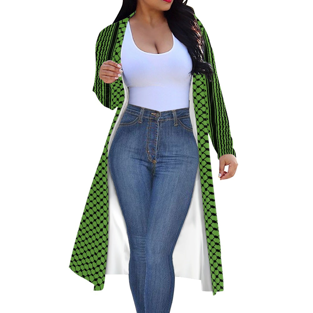 Palestinian Green Kuffiyeh Women's long-sleeved cloak