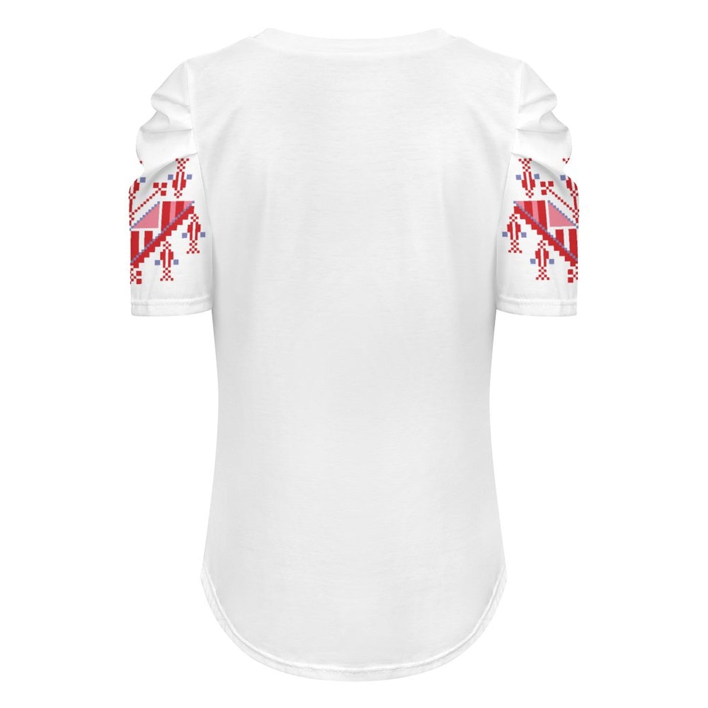 Palestinian Tatreez Print Graduation Puff Short Sleeve Top