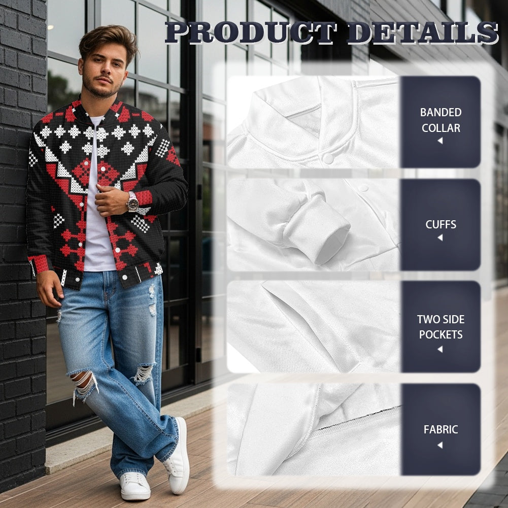 Palestinian Men's Tatreez Print Jacket