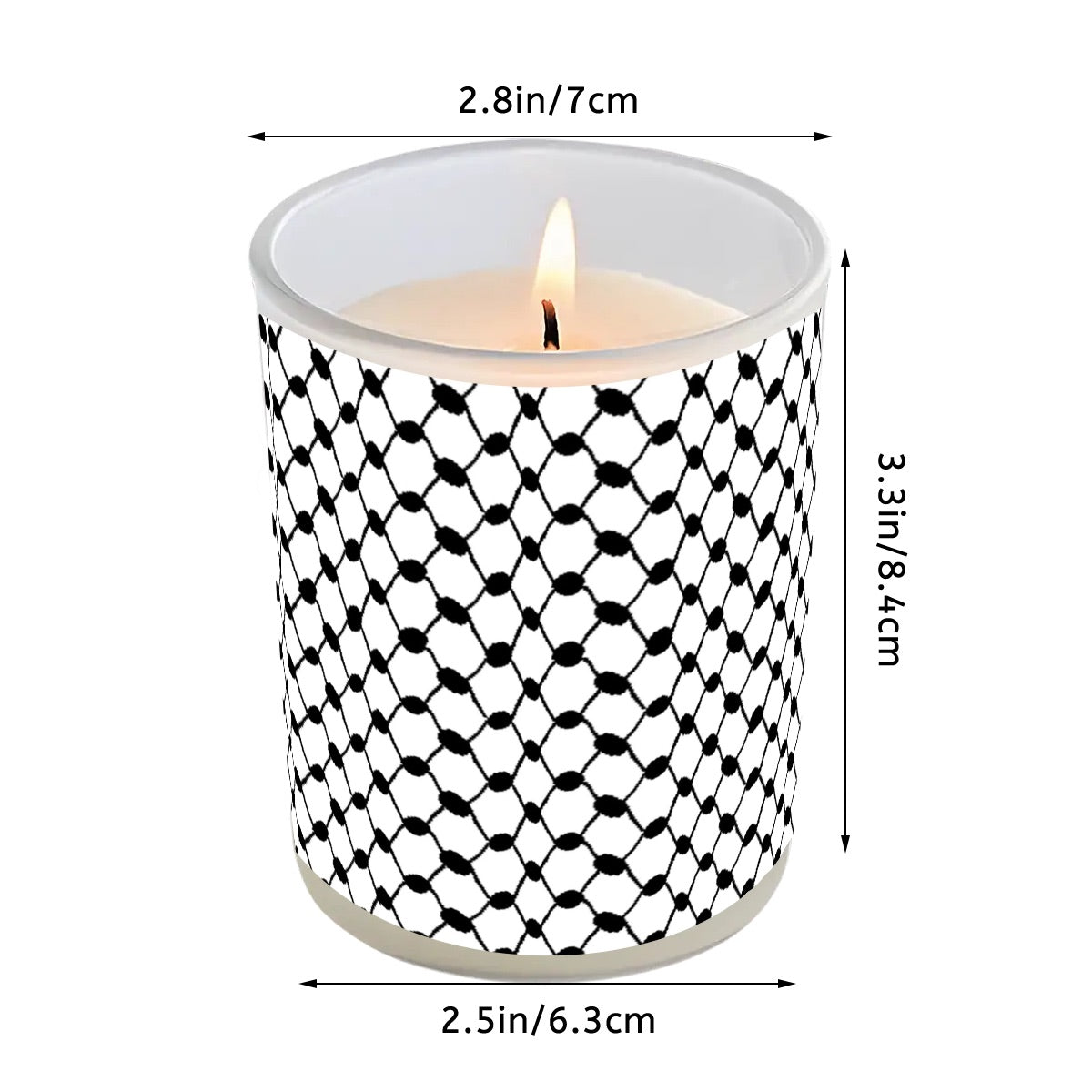 Palestinian Keffiyeh Frosted Jar Scented Candle with Lid (6oz)
