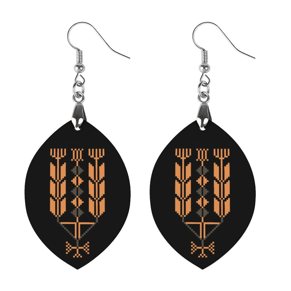 Palestinian Hebron Tatreez Wooden Earrings Pendant -