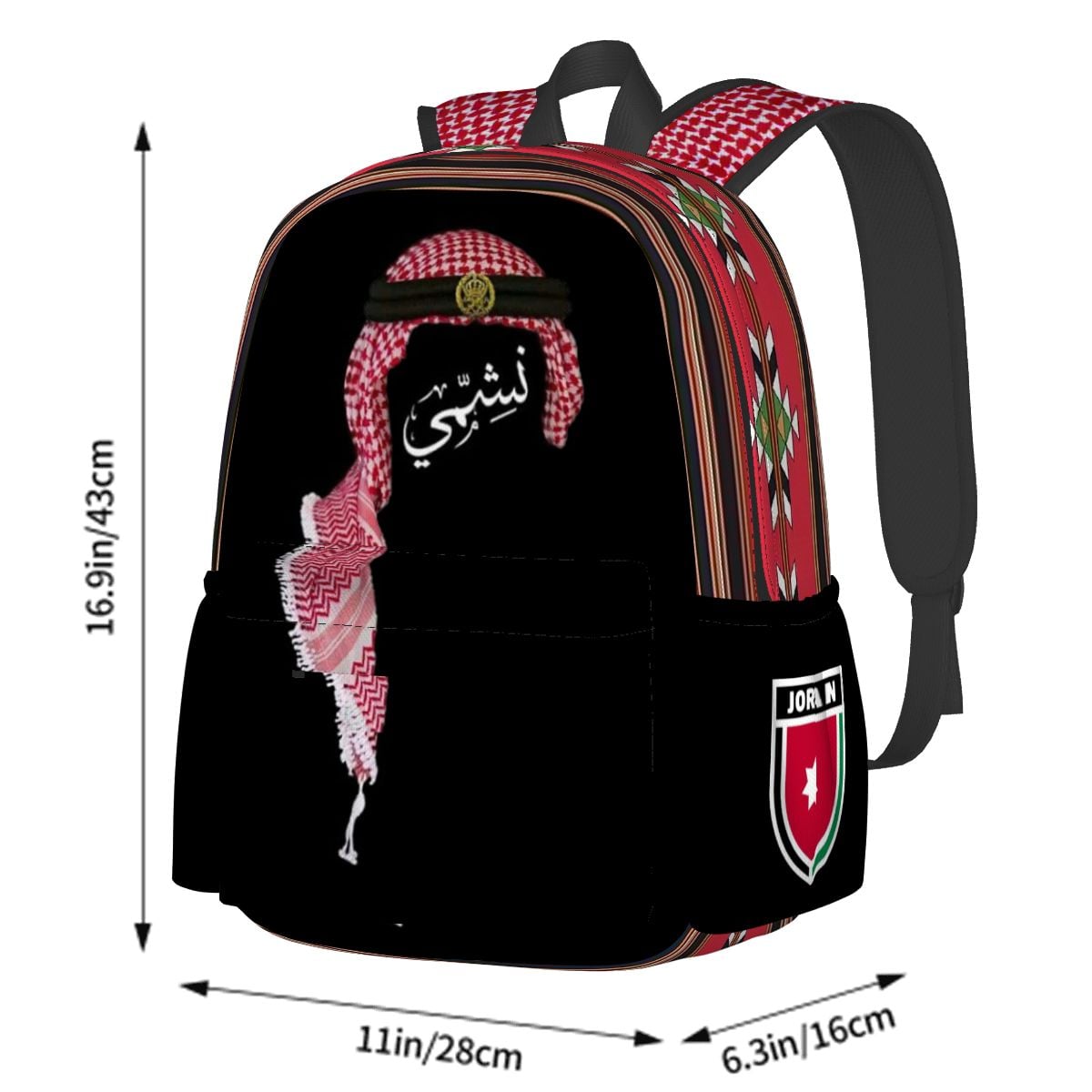 Men نشمي Jordanian World Cup 2026 Large Capacity Oxford Backpack with Cloth Side Pockets