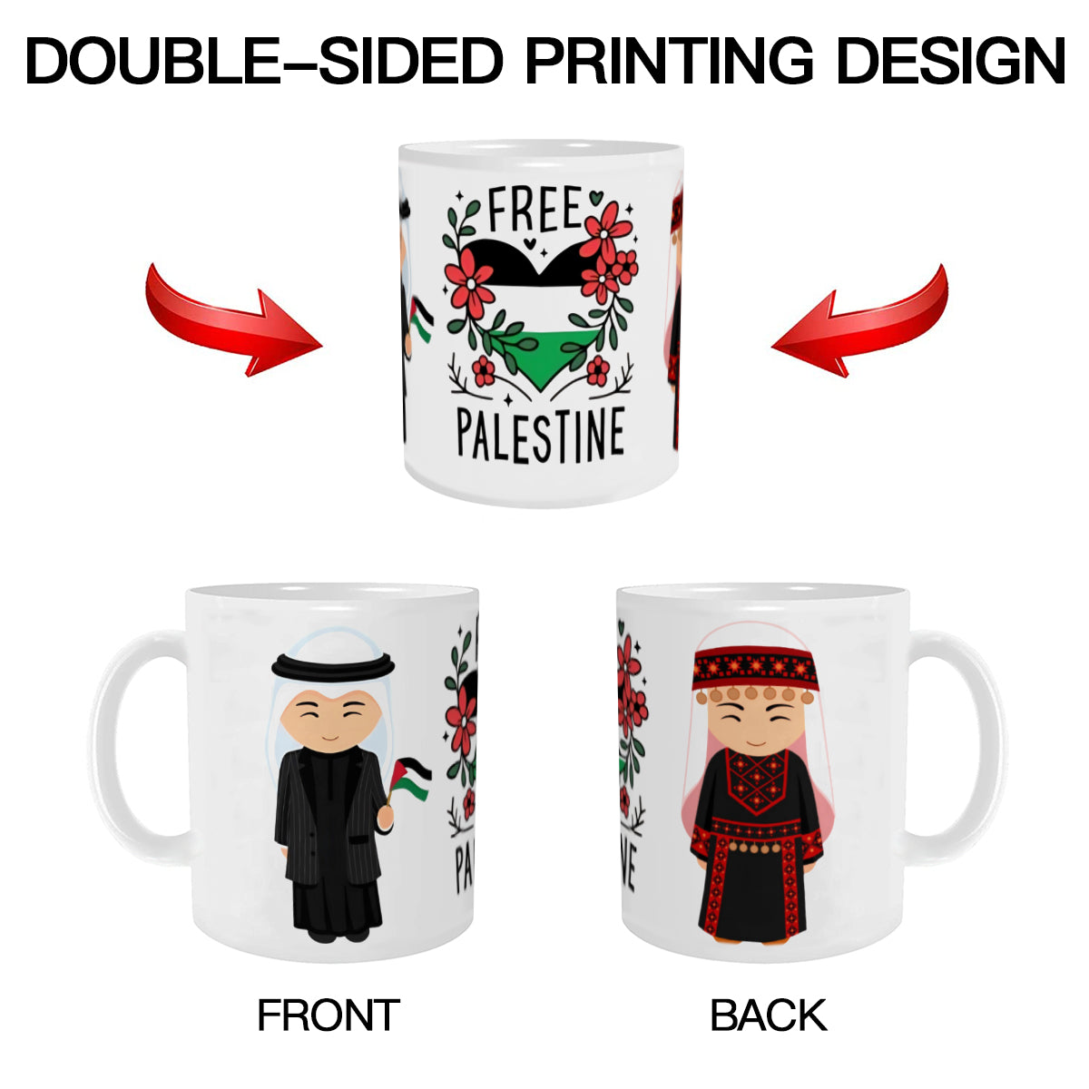 Palestinian Man and Woman Free Palestine Mug