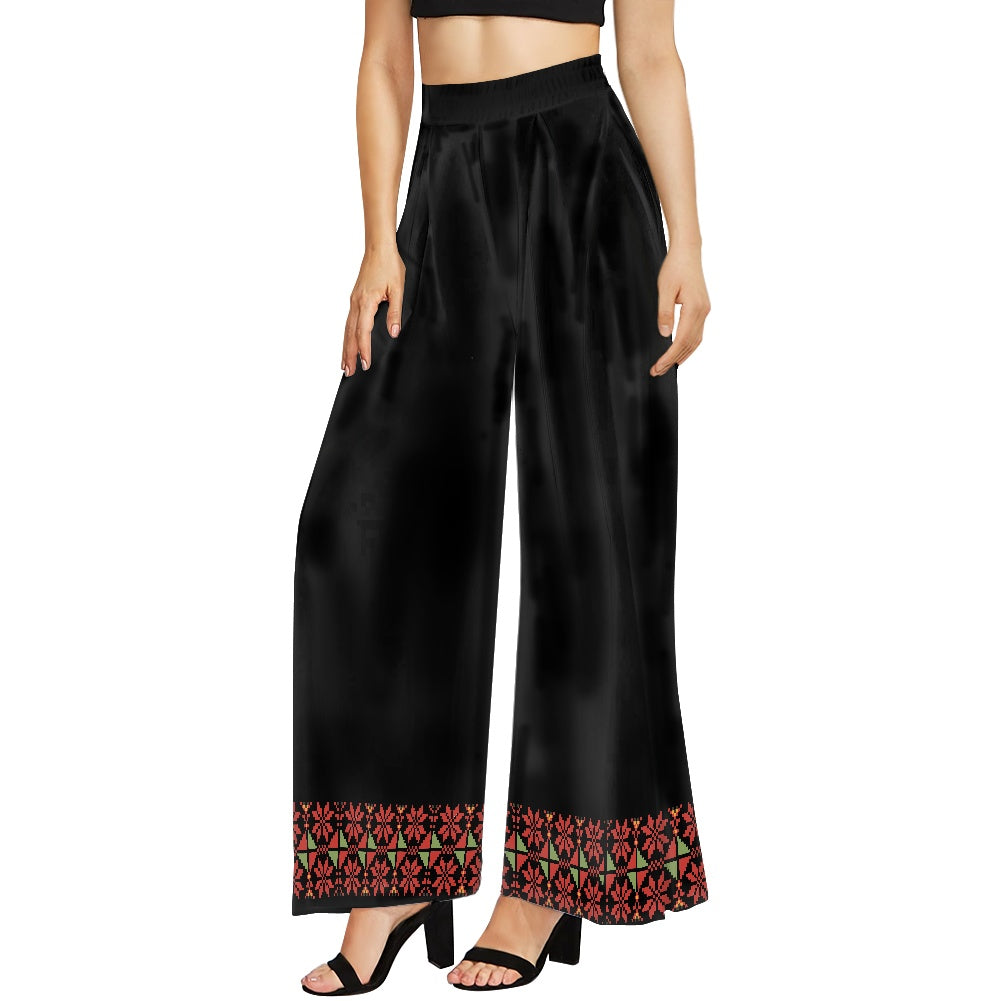 Palestinian Tatreez Print Wide leg pants