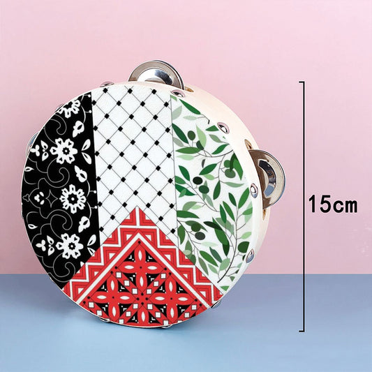 Palestinian Flag Dabke Wedding Education Tambourine with Ribbon