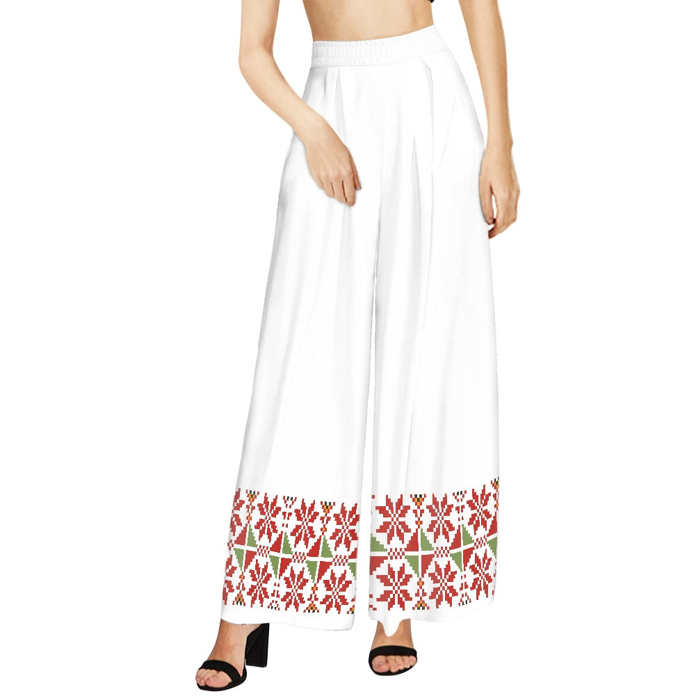 Palestinian Tatreez Print Wide leg pants