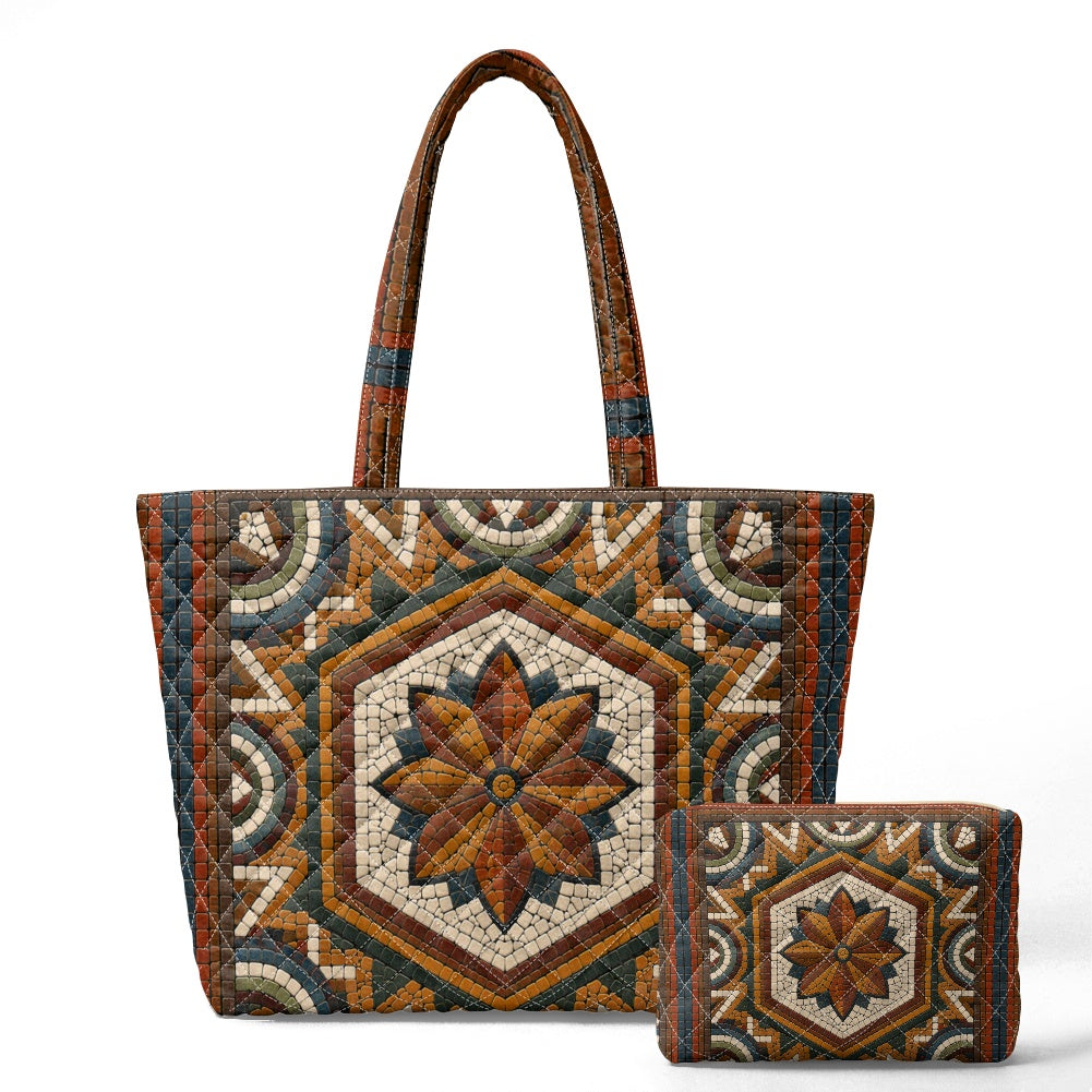 Jordanian Mosaic Quilted shoulder bag/storage bag 2-piece set