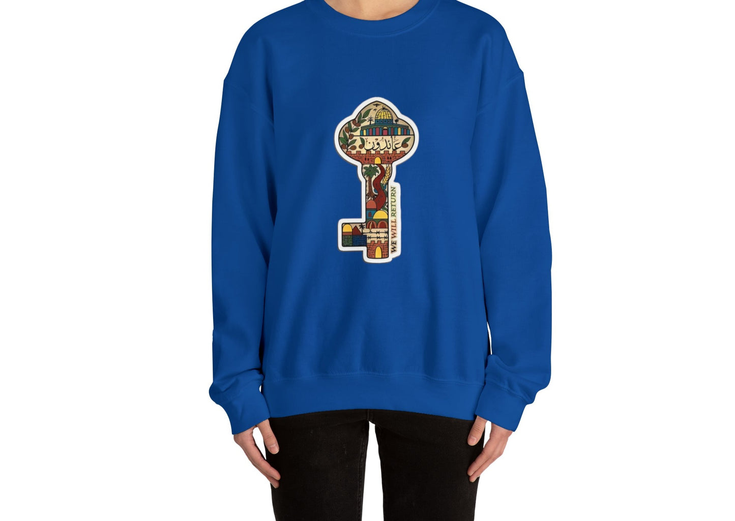 Palestinian Key Design, Unisex Heavy Blend™ Crewneck Sweatshirt, Falasteen, Jerusalem