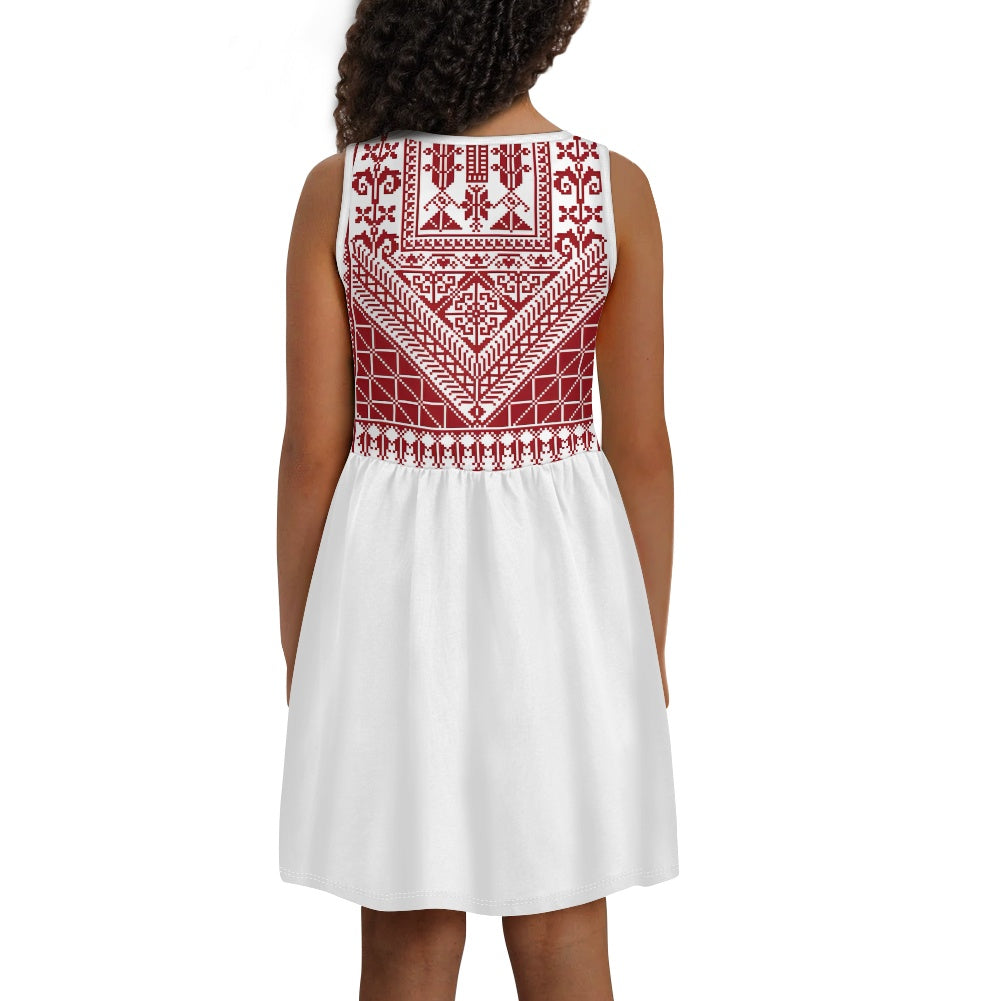 Palestinian Tatreez Print Kids' dress with pocket