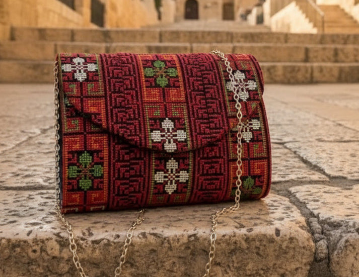 Stylish Designer Authentic Handmade Embroidered Palestinian Tatreez Handbag