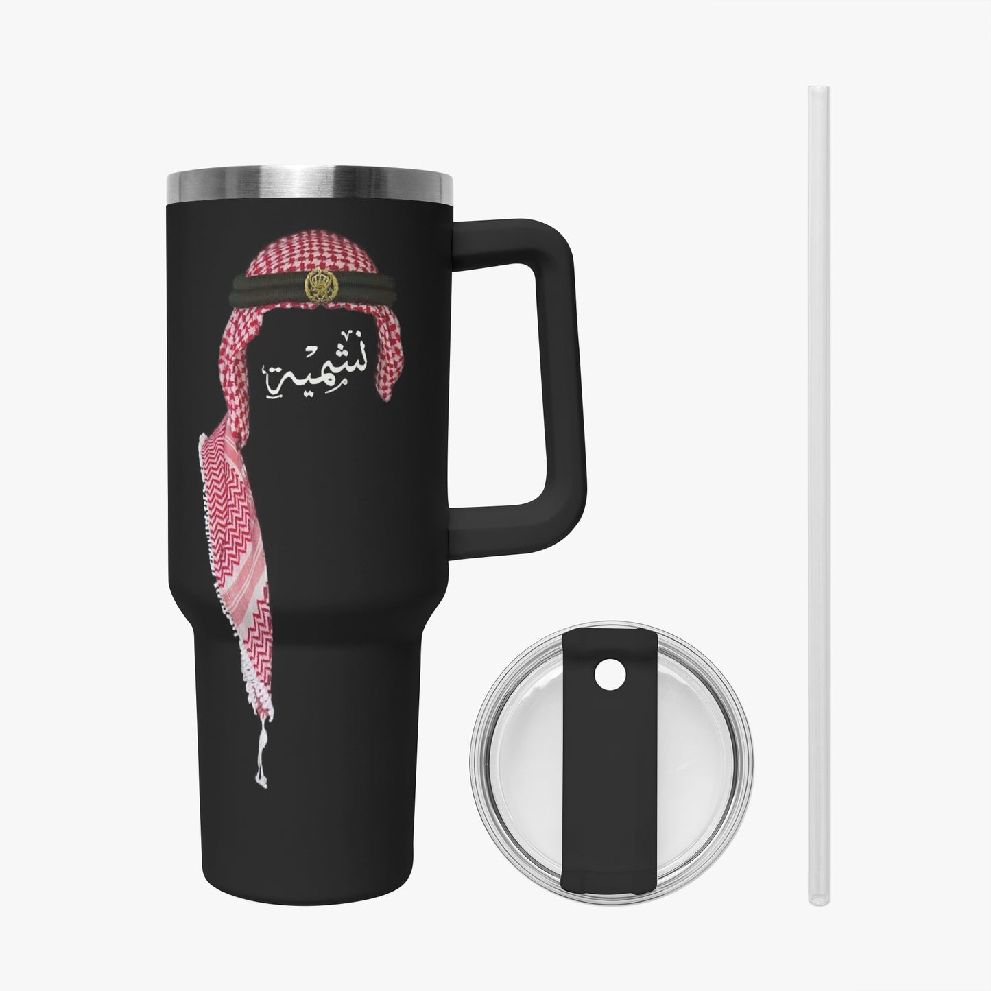 Woman Jordan 40 oz World Cup "نشمية" Tumbler with Handle and Straw