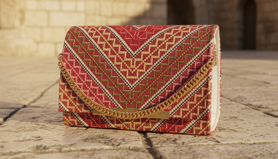 Stylish Designer Authentic Handmade Embroidered Palestinian Tatreez Handbag