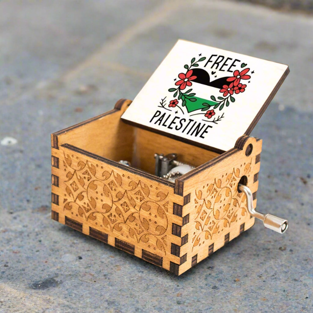 Free Palestine Music Box, Pine Wood, Unique Gift, Henna Favors