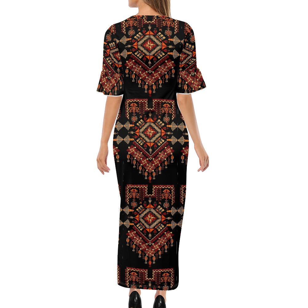 Palestinian Tatreez Print Stylish Dress