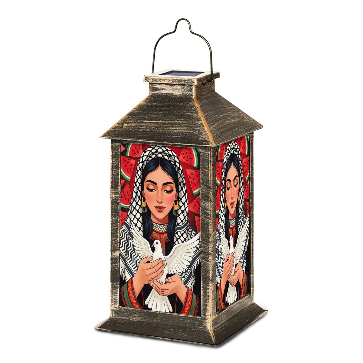 Keffiyeh Peace Dove Palestinian Solar Lantern
