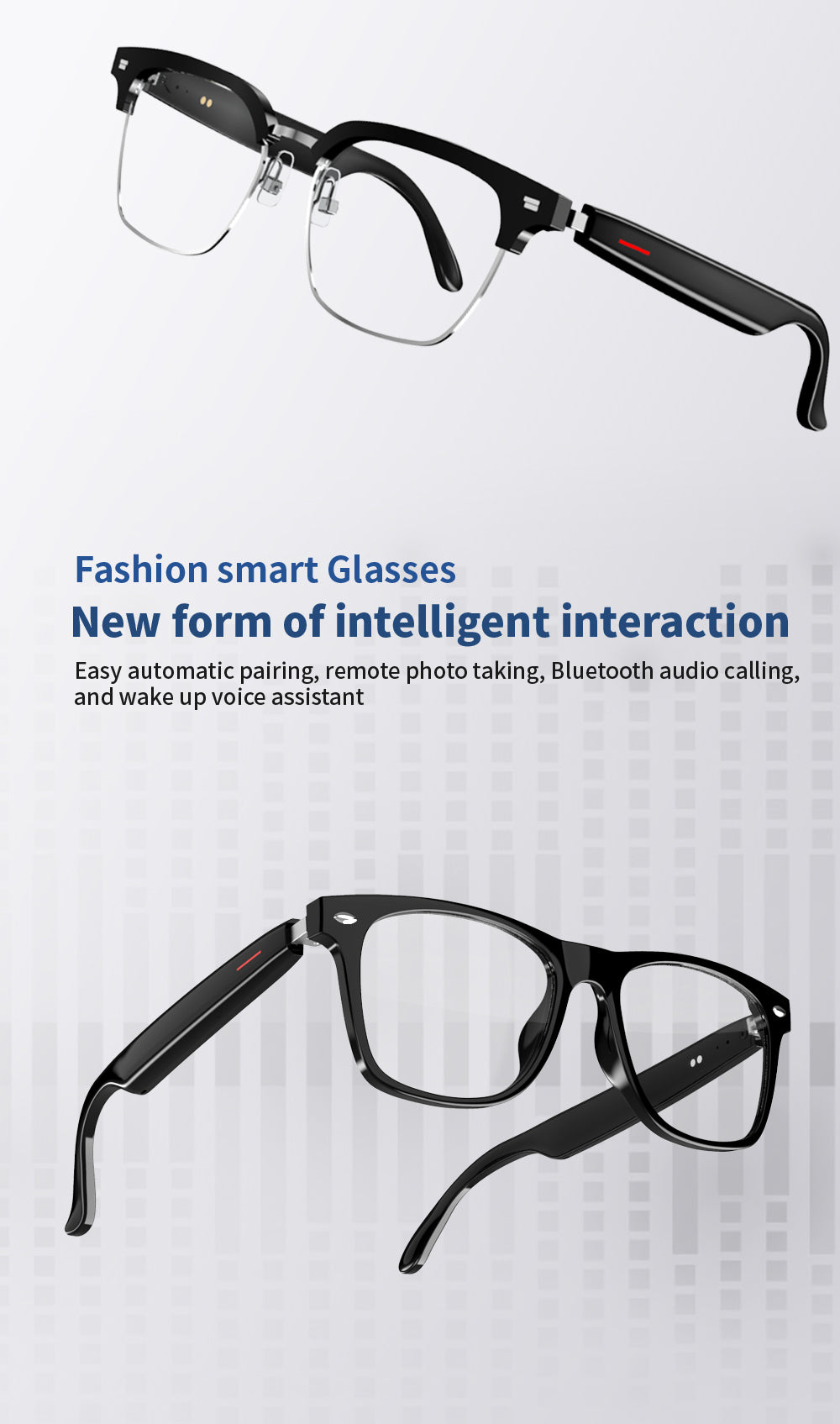 Stylish Bluetooth Arabic Language Audio Calling Smart Glasses