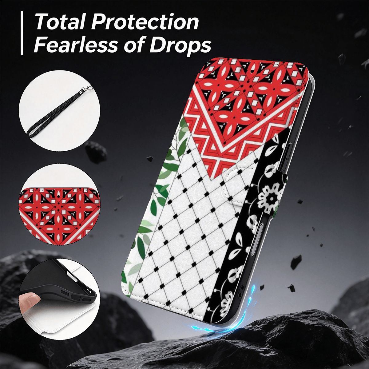 Palestinian Flag iPhone 18 Pro Flip Leather Wallet Case