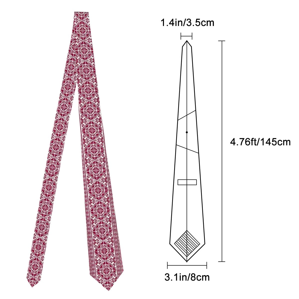 Tatreez Print Arab Silk Ties Neckties for Men
