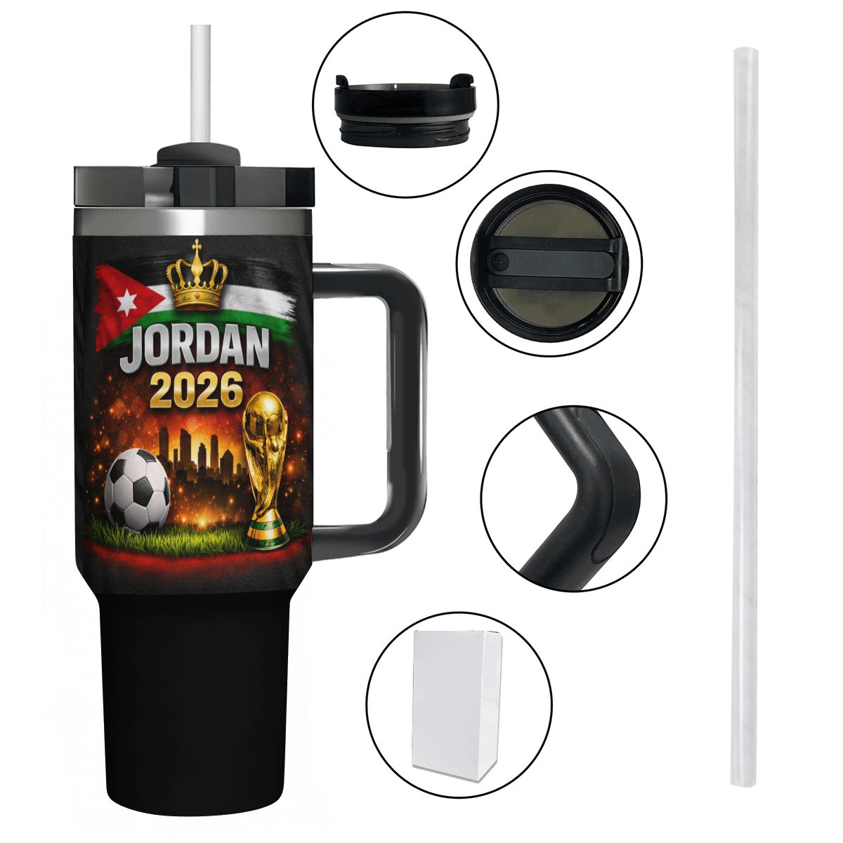 Jordan 2026 World Cup 40oz Tumbler with Handle and Straw (Made in USA)