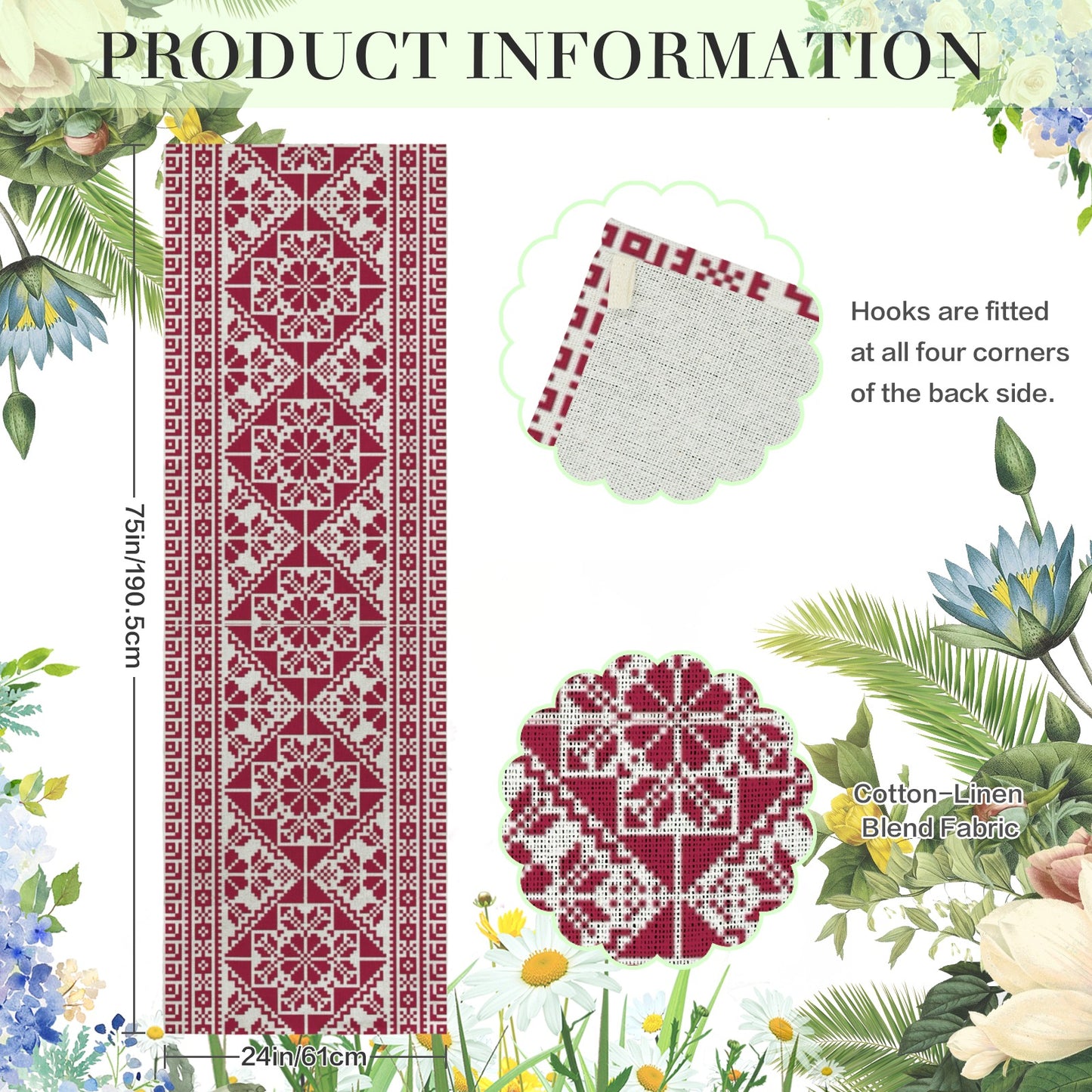 Tatreez Cotton Linen Wall Tapestry