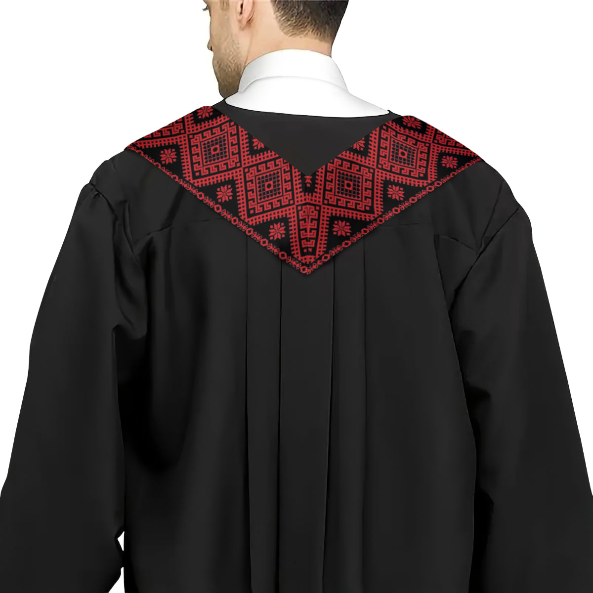 Palestinian Tatreez Print Graduation Stole, Red