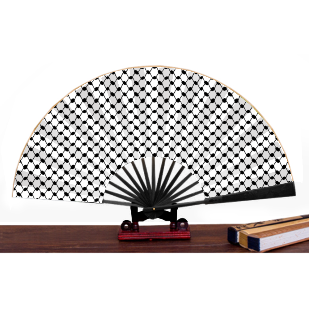 Palestinian Kuffiyeh Double-side Custom Spun Silk Fan Retro Hand-held Folding Fan