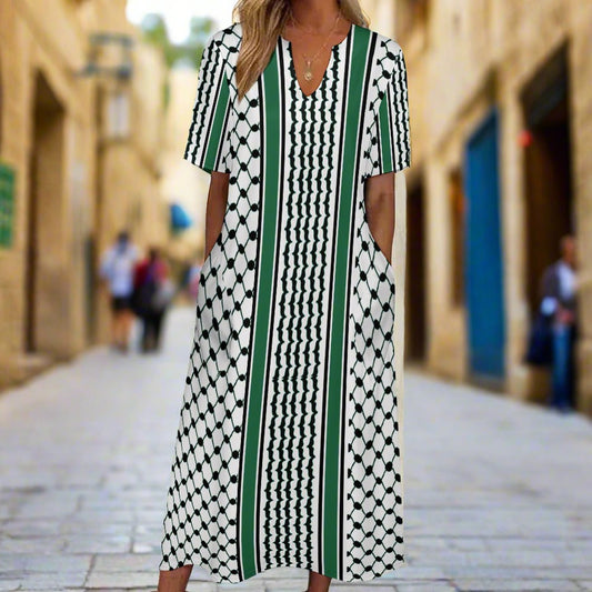 Palestinian Kuffiyeh 7-Point Sleeve Dress