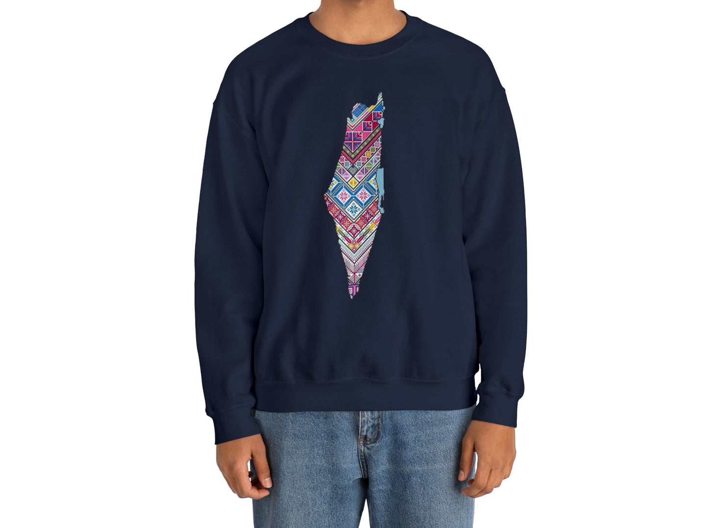 Palestinian Map Print, Unisex Heavy Blend Crewneck Sweatshirt