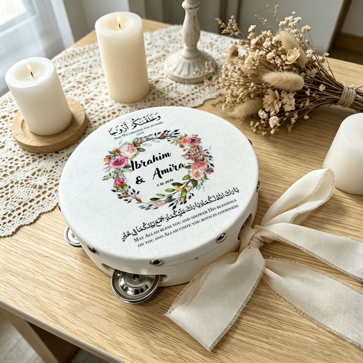 Arabian Wedding Tambourine with Ribbon