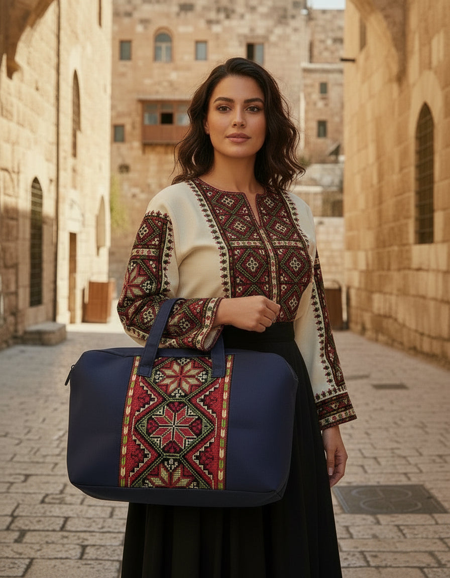 Handmade Tatreez Embroidery Laptop Bag