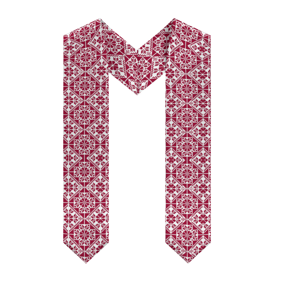 Palestinian Tatreez Print Graduation Stole, Red