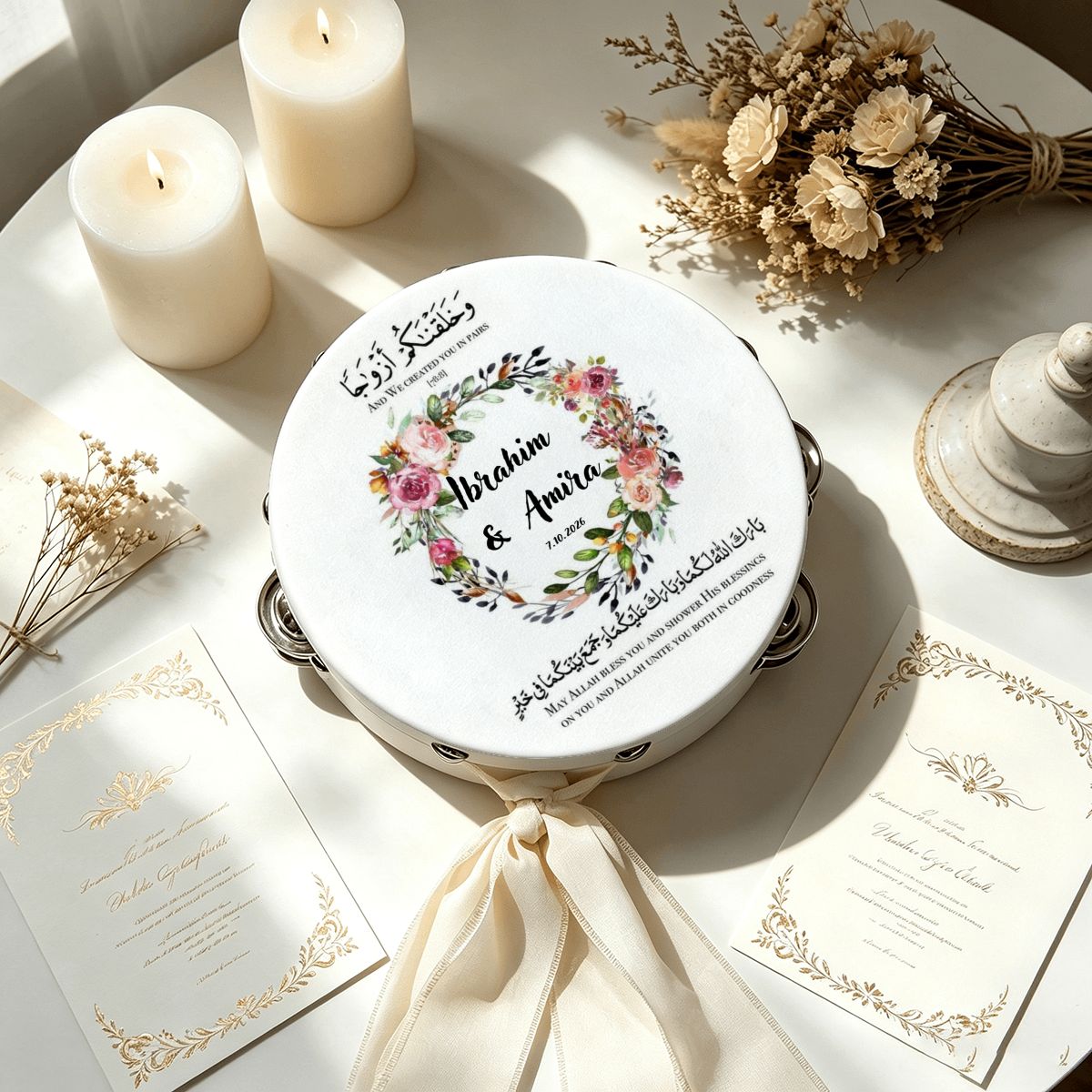 Arabian Wedding Tambourine with Ribbon