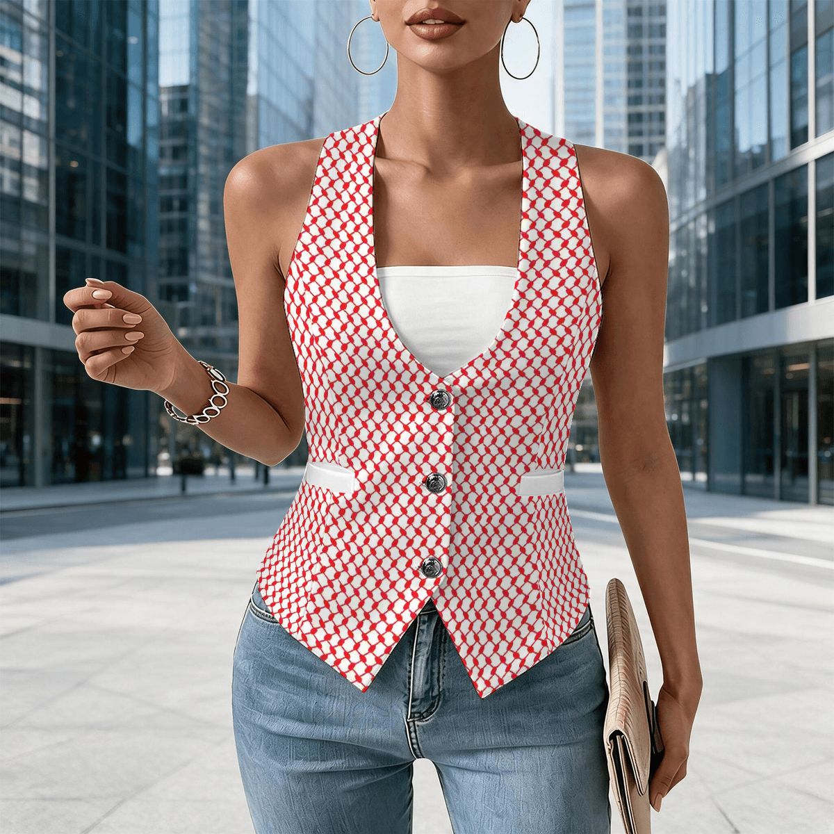 Jordanian Shemagh Keffiyeh Women's Slim Fit Suit Vest