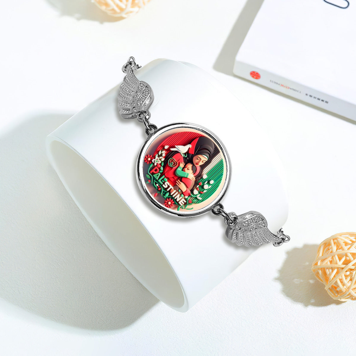 Palestinian Mother Child Angel Wings Bracelet