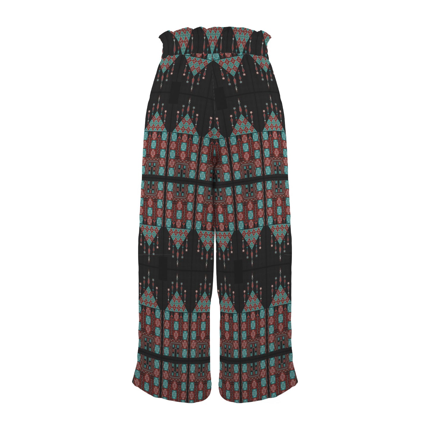 Palestinian Tatreez Print Wide Leg Pants