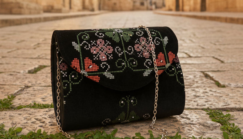 Stylish Designer Authentic Handmade Embroidered Palestinian Tatreez Handbag