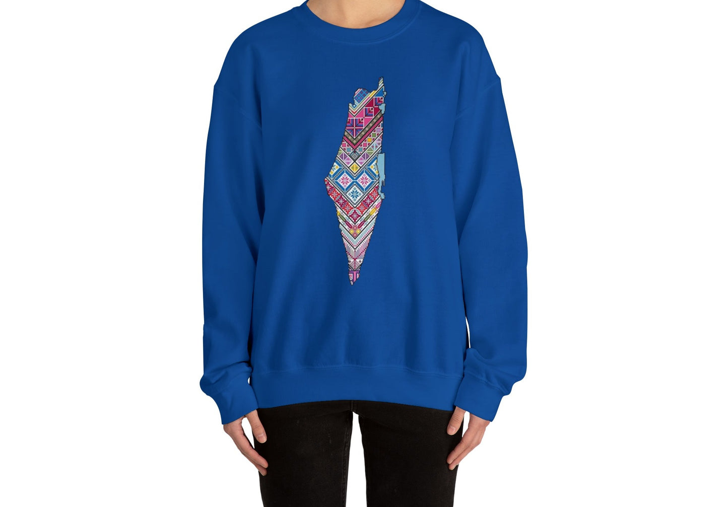 Palestinian Map Print, Unisex Heavy Blend Crewneck Sweatshirt