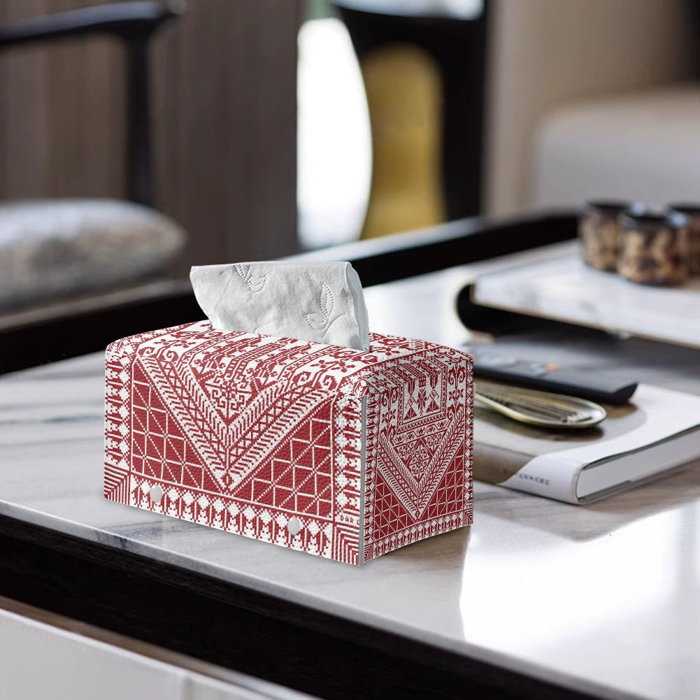 Palestinian Tatreez print PU leather rectangular tissue box