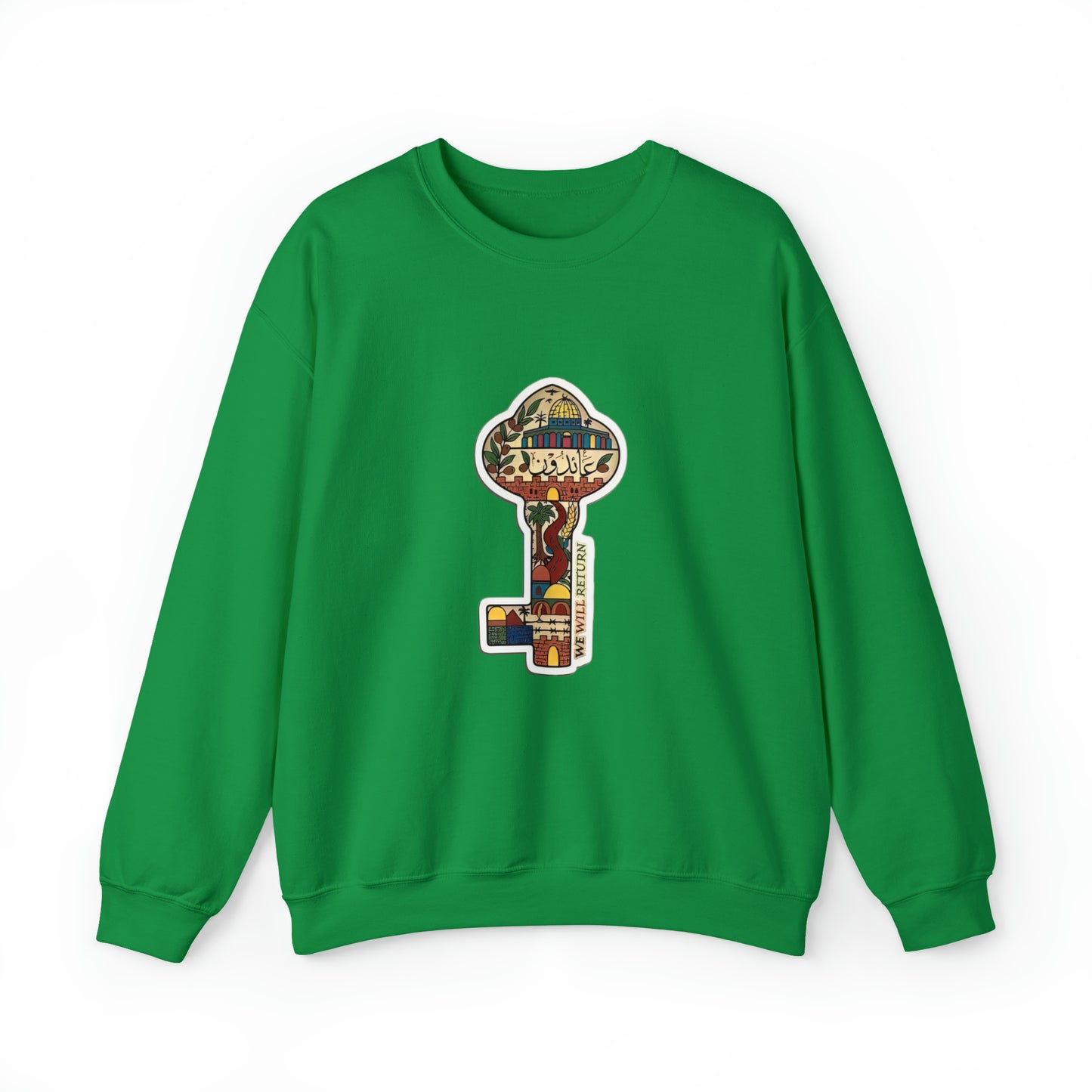 Palestinian Key Design, Unisex Heavy Blend™ Crewneck Sweatshirt, Falasteen, Jerusalem