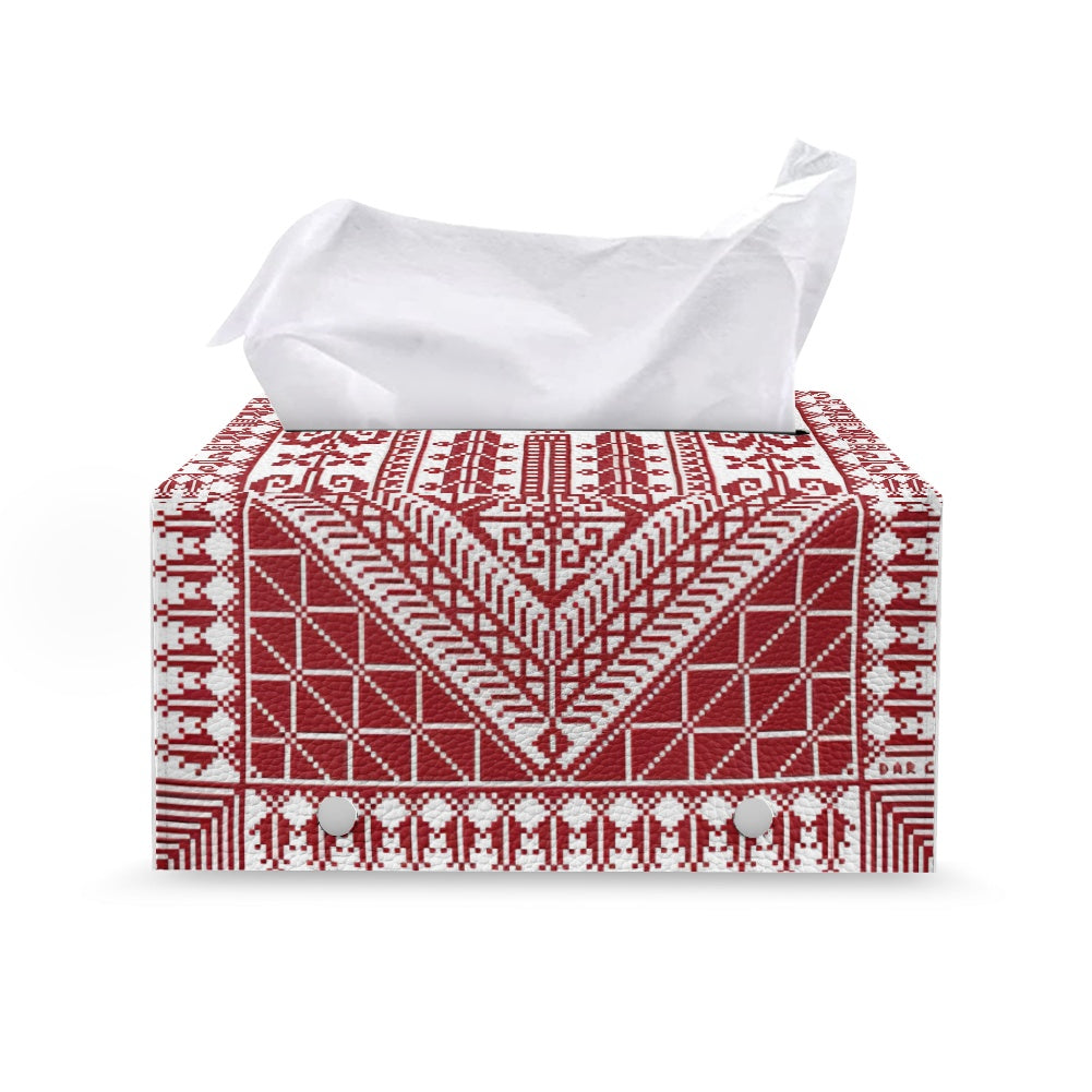 Palestinian Tatreez print PU leather rectangular tissue box