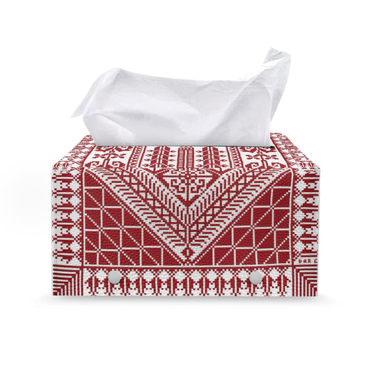 Palestinian Tatreez print PU leather rectangular tissue box