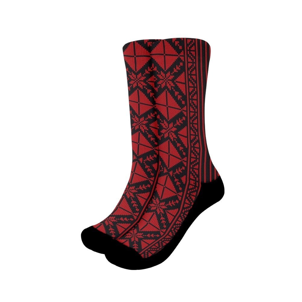 Palestinian Tatreez Print Crew Socks