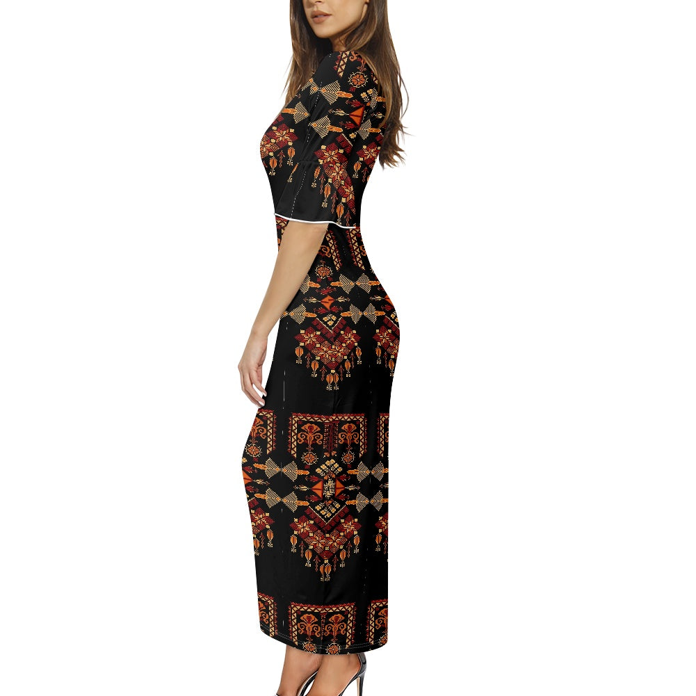 Palestinian Tatreez Print Stylish Dress