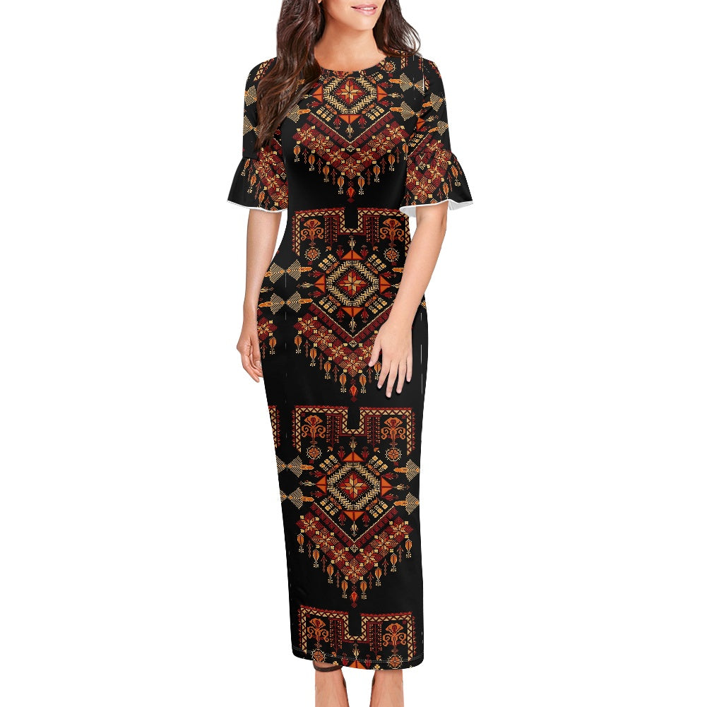 Palestinian Tatreez Print Stylish Dress