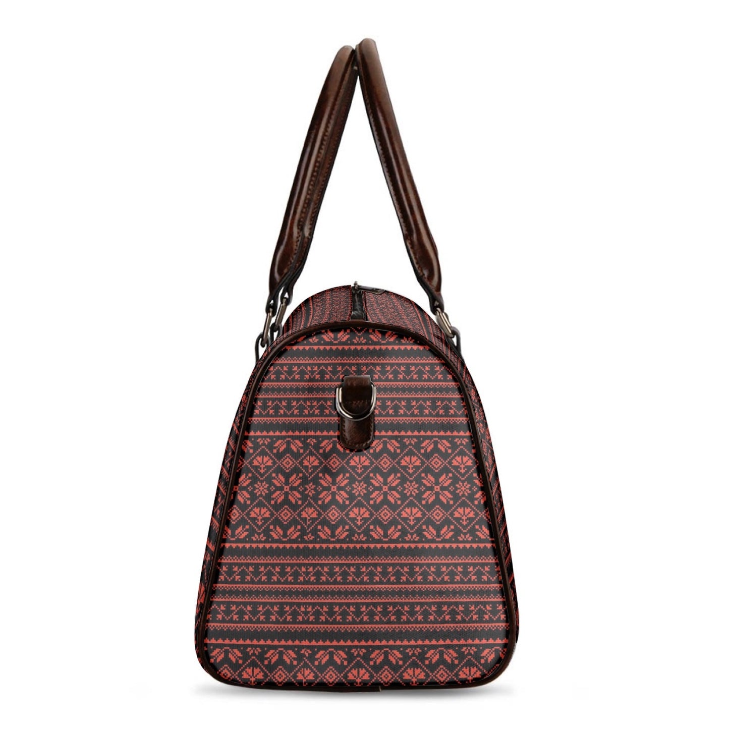 Palestinian Tatreez Print Duffle Bag, Red