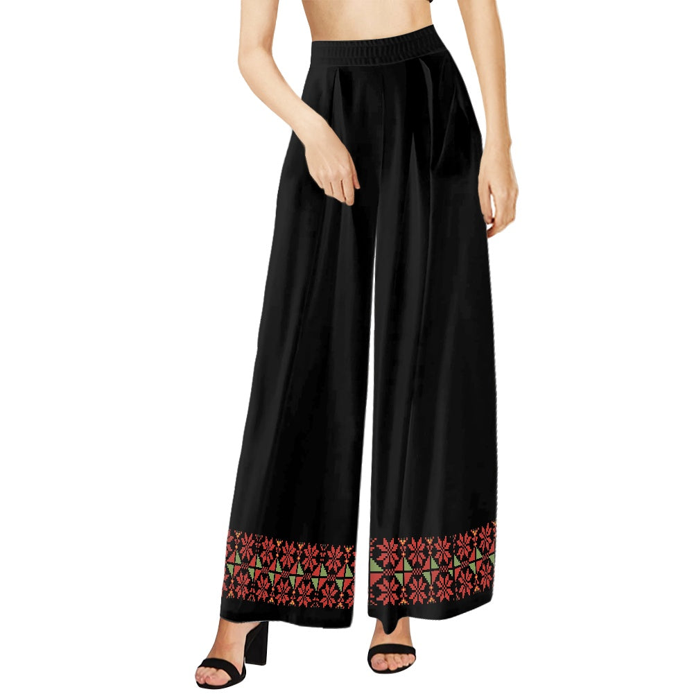 Palestinian Tatreez Print Wide leg pants