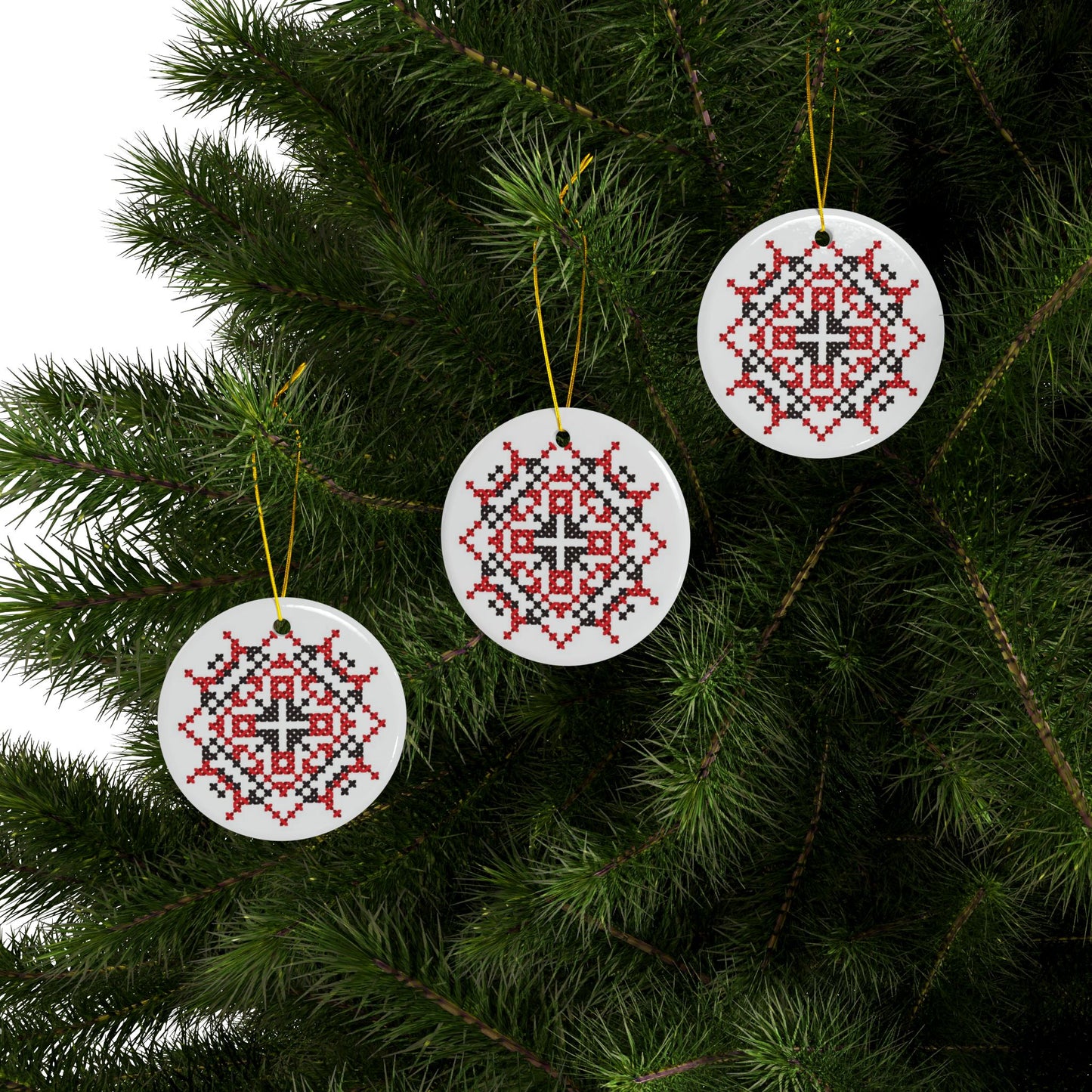 Palestinian Christmas Tree Ceramic Ornaments (1pc, 3pcs, 5pcs)